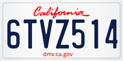 CA license plate 6TVZ514