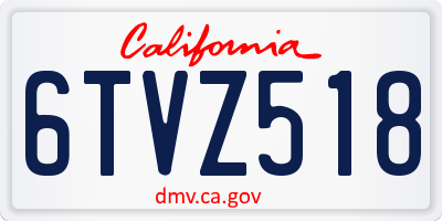 CA license plate 6TVZ518