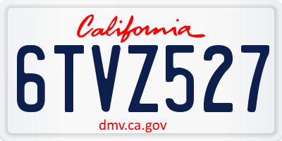 CA license plate 6TVZ527