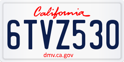 CA license plate 6TVZ530