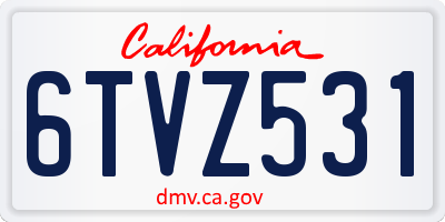 CA license plate 6TVZ531