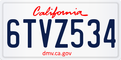 CA license plate 6TVZ534