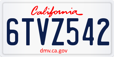 CA license plate 6TVZ542