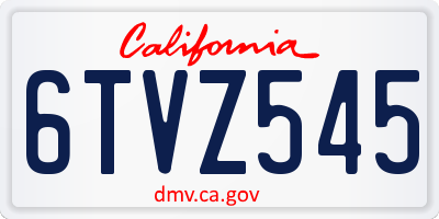 CA license plate 6TVZ545