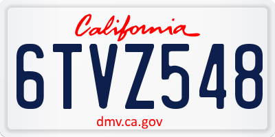 CA license plate 6TVZ548