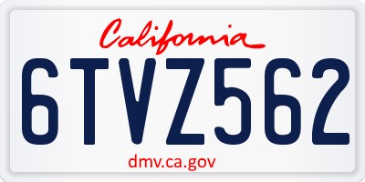 CA license plate 6TVZ562