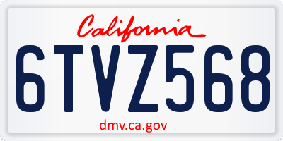 CA license plate 6TVZ568