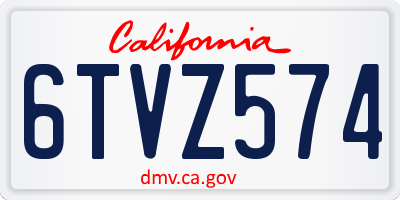 CA license plate 6TVZ574