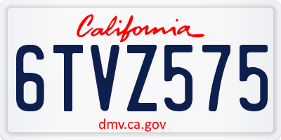 CA license plate 6TVZ575
