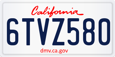 CA license plate 6TVZ580