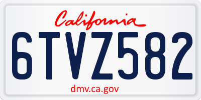 CA license plate 6TVZ582