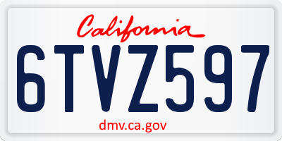 CA license plate 6TVZ597