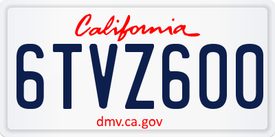 CA license plate 6TVZ600
