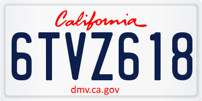 CA license plate 6TVZ618