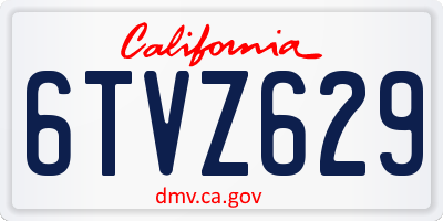 CA license plate 6TVZ629