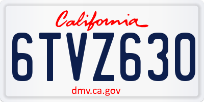 CA license plate 6TVZ630