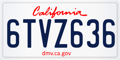 CA license plate 6TVZ636