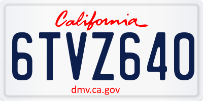CA license plate 6TVZ640