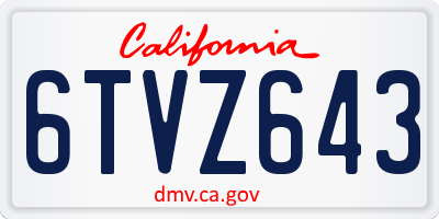 CA license plate 6TVZ643