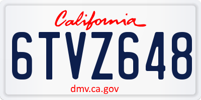 CA license plate 6TVZ648