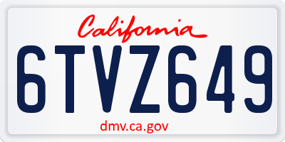 CA license plate 6TVZ649