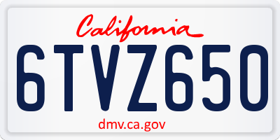 CA license plate 6TVZ650