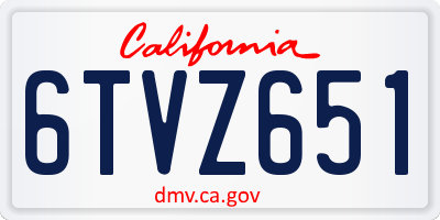 CA license plate 6TVZ651