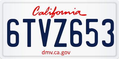 CA license plate 6TVZ653