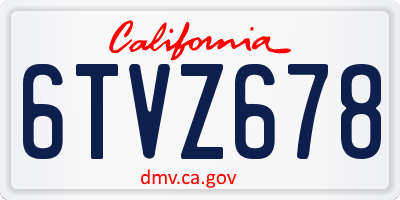 CA license plate 6TVZ678