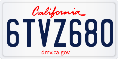 CA license plate 6TVZ680