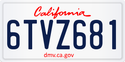 CA license plate 6TVZ681