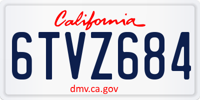 CA license plate 6TVZ684