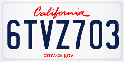 CA license plate 6TVZ703