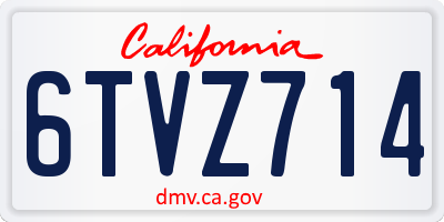 CA license plate 6TVZ714