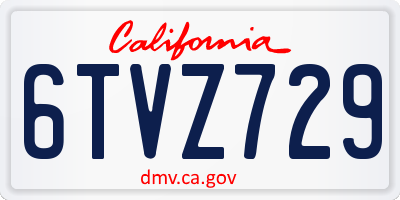 CA license plate 6TVZ729