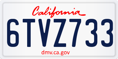 CA license plate 6TVZ733