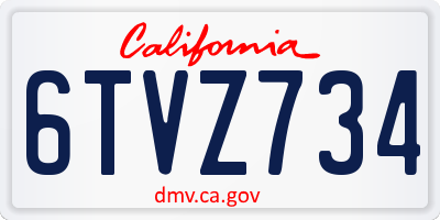 CA license plate 6TVZ734