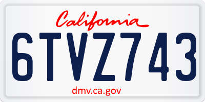 CA license plate 6TVZ743