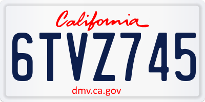 CA license plate 6TVZ745