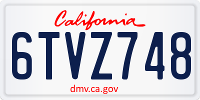 CA license plate 6TVZ748