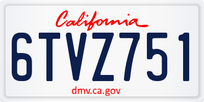 CA license plate 6TVZ751
