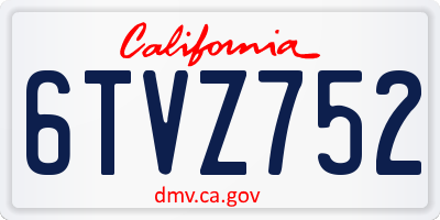 CA license plate 6TVZ752