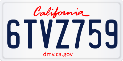 CA license plate 6TVZ759