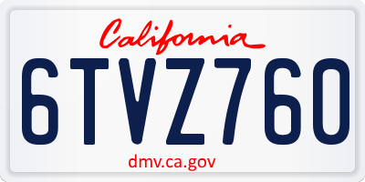 CA license plate 6TVZ760