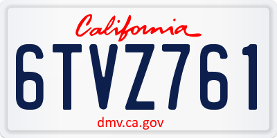 CA license plate 6TVZ761