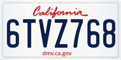 CA license plate 6TVZ768