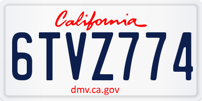 CA license plate 6TVZ774