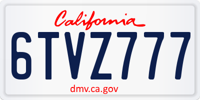 CA license plate 6TVZ777
