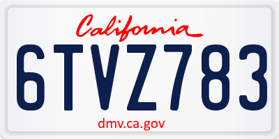 CA license plate 6TVZ783