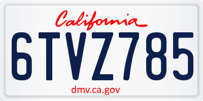 CA license plate 6TVZ785